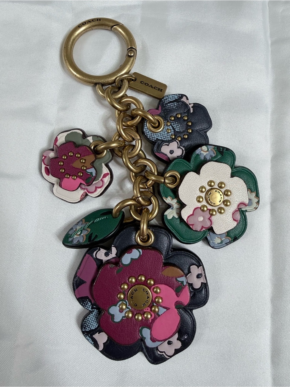 Coach Embellished Tea Rose Cluster Bag Charm EUC